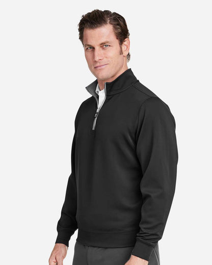 Fairway & Greene Men's Caves Tech Quarter-Zip Pullover C11512 #colormdl_Black/ Dark Shadow Grey Heather