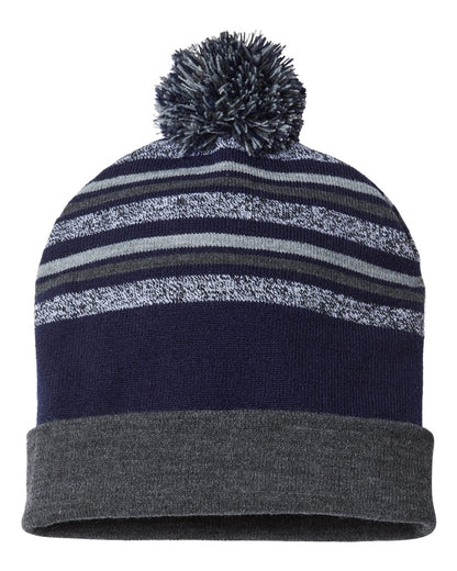 CAP AMERICA USA-Made Striped Beanie RKL12 #color_True Navy