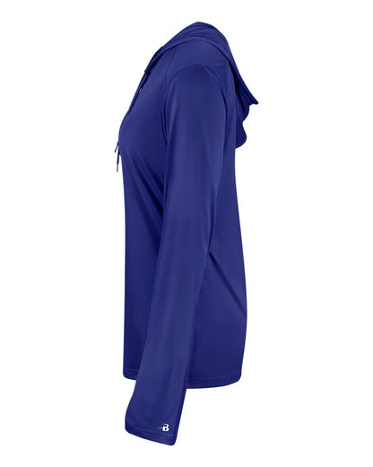 Badger Women's B-Core Long Sleeve Hooded T-Shirt 4165 #color_Royal