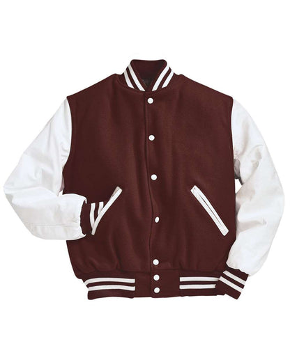Holloway Men's Varsity Wool Jacket 224183 #color_Maroon/ White