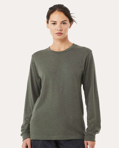 BELLA + CANVAS Heather CVC Long Sleeve Tee 3501CVC #colormdl_Heather Military Green