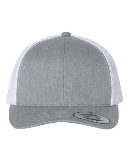 YP Classics Retro Trucker Cap 6606 #color_Heather Grey/ White