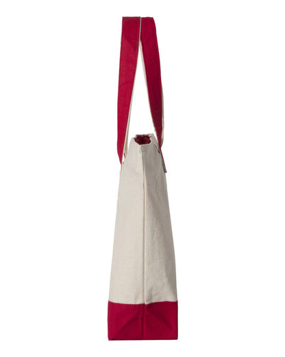 Q-Tees 19L Zippered Tote Q1300 #color_Natural/ Red