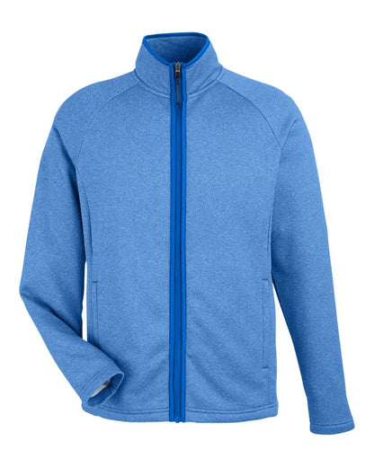 CORE365 Men's Venture Heathered Stripe Full-Zip CE72 #color_True Royal/ White
