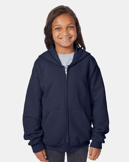 Hanes Youth EcoSmart® Full-Zip Hooded Sweatshirt P480 #colormdl_Navy
