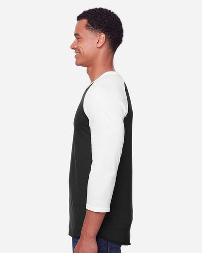 JERZEES Premium Blend Ringspun Three-Quarter Sleeve Raglan Baseball T-Shirt 560RR #colormdl_Black Ink/ White