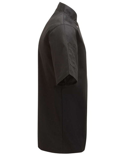 Artisan Collection by Reprime Unisex Ten Studded Front Short Sleeve Chef Coat RP664 #color_Black