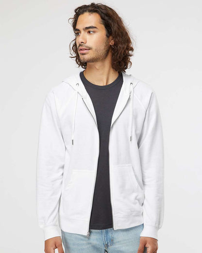 Independent Trading Co. Icon Lightweight Loopback Terry Full-Zip Hooded Sweatshirt SS1000Z #colormdl_White