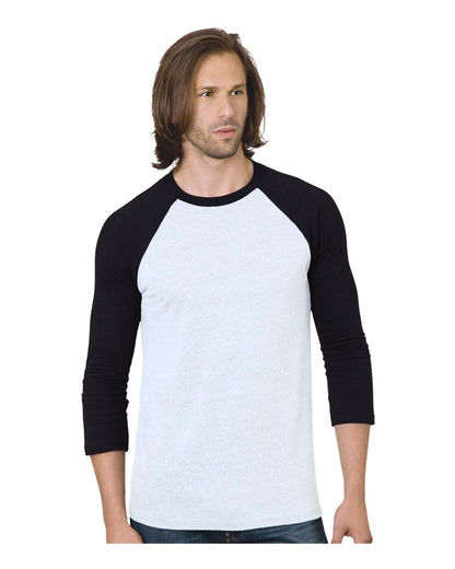 Bayside Triblend Three-Quarter Sleeve Raglan T-Shirt 9525 #color_White/ Black