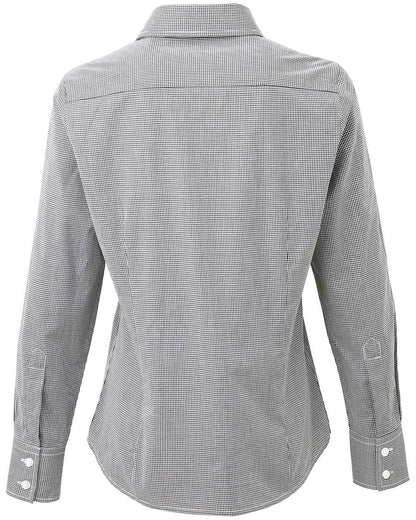 Artisan Collection by Reprime Women's Microcheck Gingham Cotton Shirt RP320 #color_Black/ White