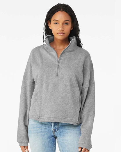 BELLA + CANVAS Women’s Sponge Fleece Half Zip Pullover 3953 #colormdl_Athletic Heather