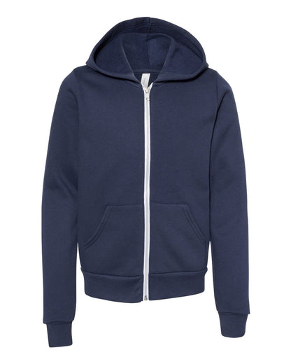 BELLA + CANVAS Youth Sponge Fleece Full-Zip Hoodie 3739Y #color_Navy