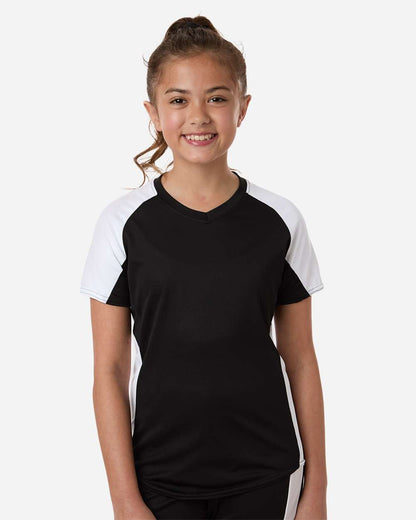Augusta Sportswear Girls' Cutter Jersey 1523 #colormdl_Black/ White