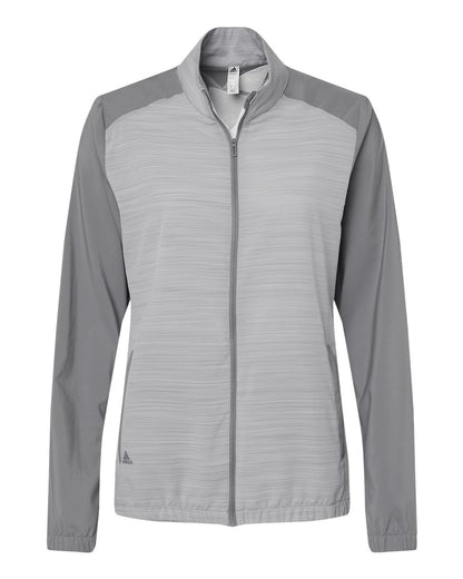 Adidas Women's Heather Block Full-Zip Windshirt A547 #color_Grey Three/ Grey Three Heather