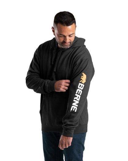 Berne Apparel Men's Signature Sleeve Hooded Sweatshirt SP401 #colormdl_Black