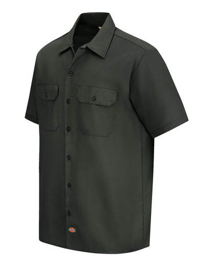 Dickies Short Sleeve Work Shirt - Tall Sizes 2574T #color_Olive Green