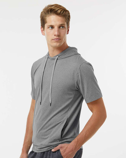 Holloway Men's Eco Revive™ Ventura Soft Knit Short Sleeve Hooded Sweatshirt 222505 #colormdl_Grey Heather