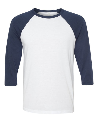 BELLA + CANVAS Three-Quarter Sleeve Baseball Tee 3200 #color_White/ Navy