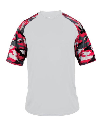 Badger Camo Sport T-Shirt 4141 #color_White/ Red Camo