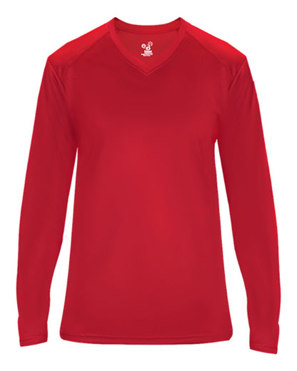 Badger Ultimate SoftLock™ Women's V-Neck Long Sleeve T-Shirt 4064 #color_Red