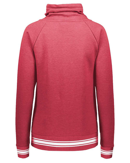 Holloway Women's All-American Fleece Funnel Neck Sweatshirt 229763 #color_Scarlet Heather/ White