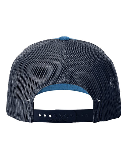 Richardson Five-Panel Printed Trucker Cap 112PFP #color_Realtree Fishing Light Blue/ Navy