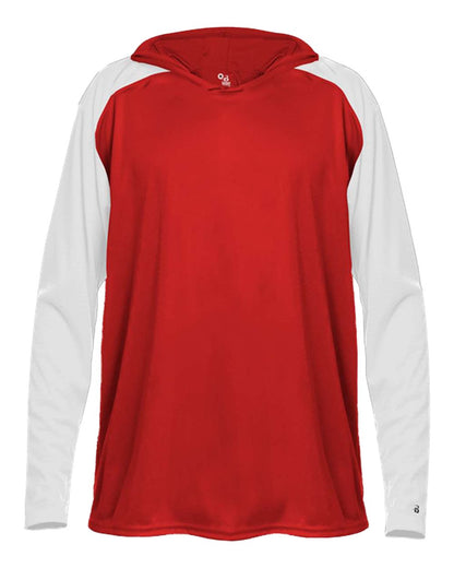 Badger Men's Breakout Hooded Long Sleeve T-Shirt 4235 #color_Red/ White