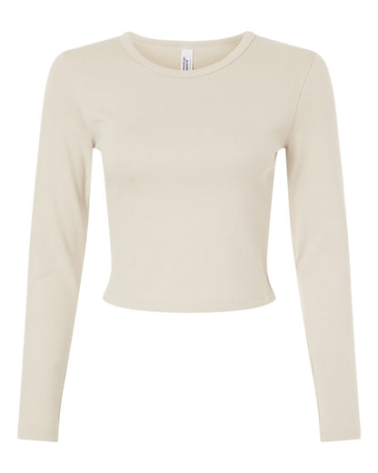American Apparel Women's Baby Rib Long Sleeve Cropped Tee BR2107 #color_Bone