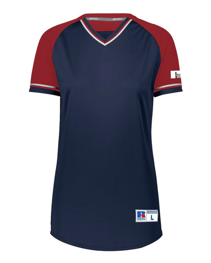 Russell Athletic Women's Classic V-Neck Jersey R01X3X #color_Navy/ True Red/ White