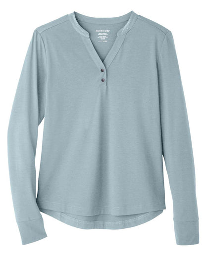 North End Women's JAQ Stretch Performance V-Neck Snap Pullover NE400W #color_Opal Blue