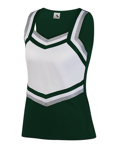 Augusta Sportswear Girls' Pike Shell 9141 #color_Dark Green/ White/ Metallic Silver