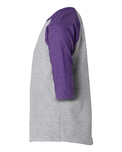Rabbit Skins Toddler Baseball Fine Jersey Three-Quarter Sleeve Tee 3330 #color_Vintage Heather/ Vintage Purple
