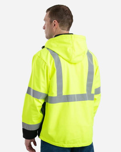 Berne Apparel Men's Hi-Vis Class 3 Hooded Soft Shell Jacket HVJS206 #colormdl_Yellow