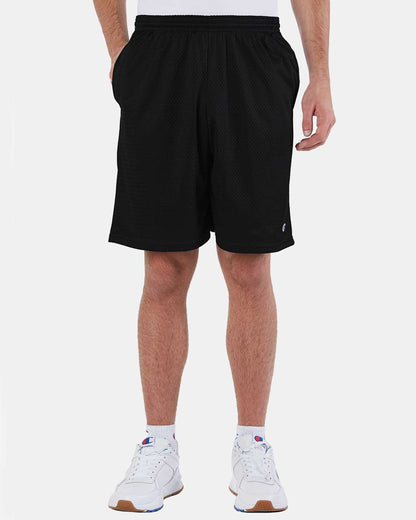 Champion Unisex Polyester Mesh 9" Shorts with Pockets S162 #colormdl_Black