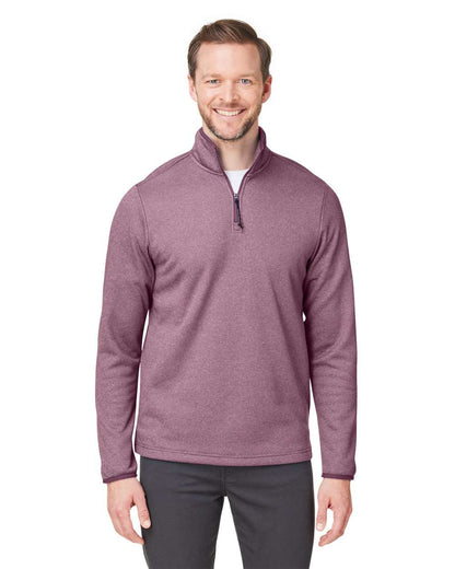 CORE365 Men's Venture Heathered Stripe Quarter-Zip Pullover CE73 #colormdl_Burgundy/ White