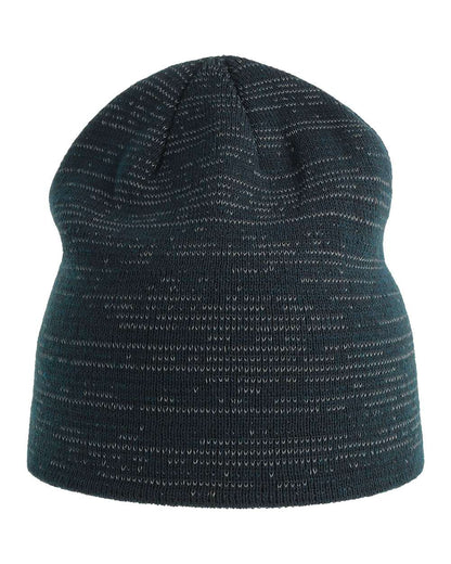 Atlantis Headwear Sustainable Reflective Beanie SHINE #color_Navy