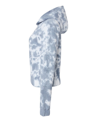MV Sport Women's Sueded Fleece Tie-Dyed Crop Hooded Sweatshirt W23718 #color_Stonewash