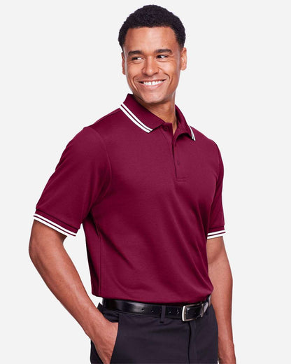 Devon & Jones Men's CrownLux Performance® Plaited Tipped Polo DG20C #colormdl_Burgundy/ White