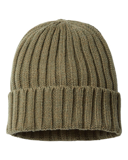 Atlantis Headwear Sustainable Cable Knit Cuffed Beanie SHORE #color_Olive