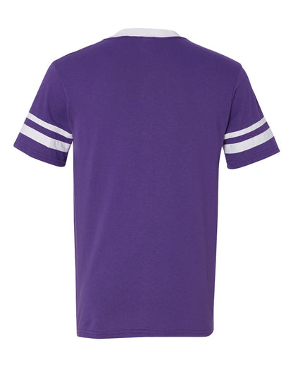 Augusta Sportswear V-Neck Jersey with Striped Sleeves 360 #color_Purple/ White