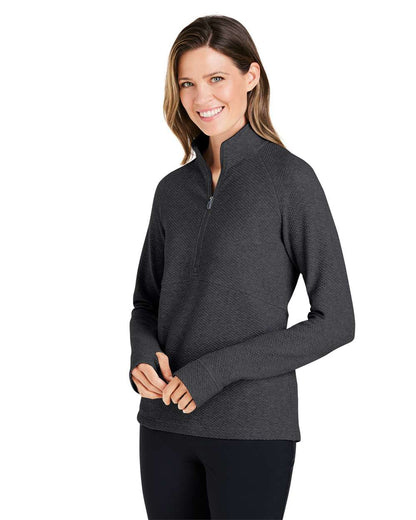 North End Women's Spirit Textured Quarter-Zip Pullover NE725W #colormdl_Black Heather 