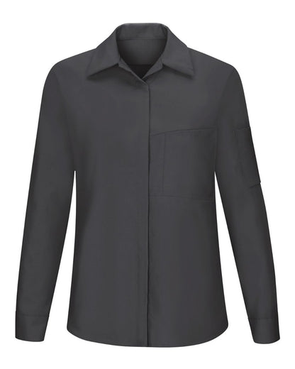 Red Kap Women's Performance Plus Long Sleeve Shop Shirt with Oilblok Technology SY31 #color_Charcoal/ Yellow