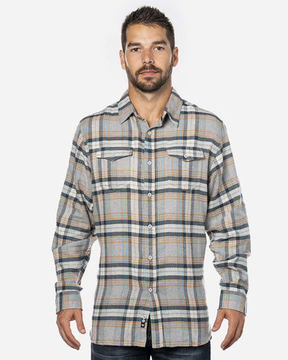 Burnside Men's Yarn-Dyed Flannel Shirt 8210 #colormdl_Stone