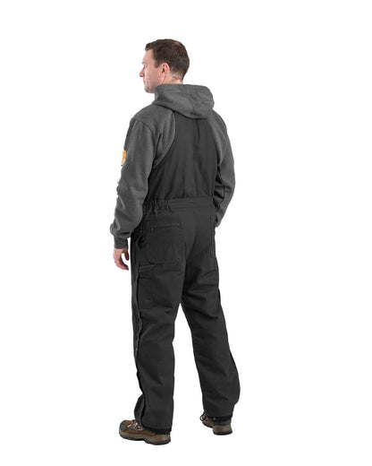 Berne Apparel Men's Heartland Insulated Washed Duck Bib Overall B377 #colormdl_Black