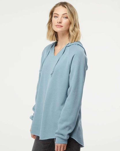 Independent Trading Co. Women’s Lightweight California Wave Wash Hooded Sweatshirt PRM2500 #colormdl_Misty Blue