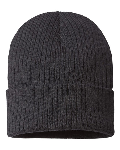 Atlantis Headwear Sustainable Rib Cuffed Beanie RIO #color_Black