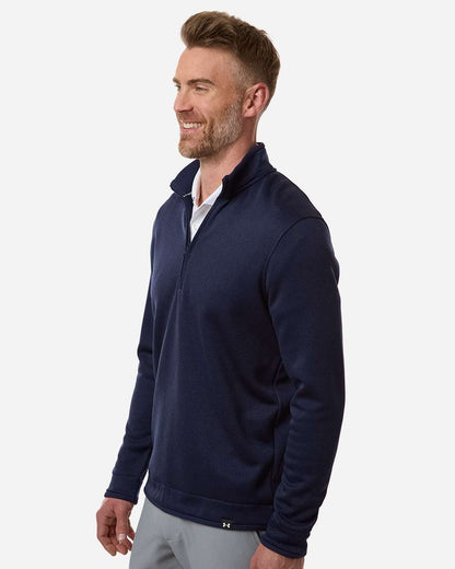 Under Armour Men's Storm Sweater Fleece Quarter-Zip Pullover 1383256 #colormdl_Midnight Navy/ White