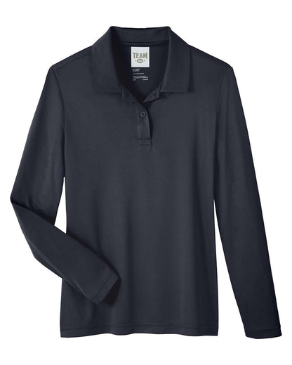 Team 365 Women's Zone Performance Long Sleeve Polo TT51LW #color_Black