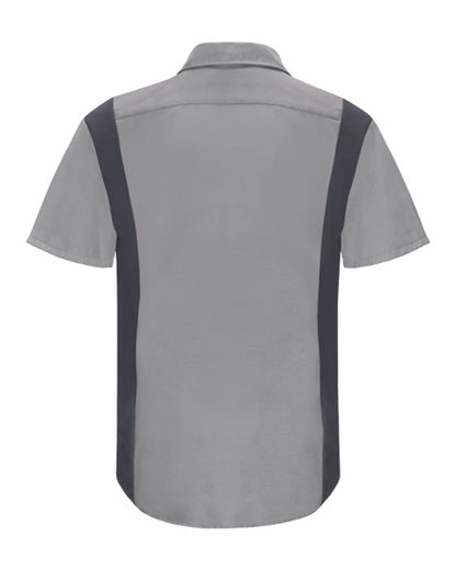 Red Kap Men's Performance Plus Short Sleeve Shirt with Oilblok Technology SY42 #color_Light Grey/ Charcoal