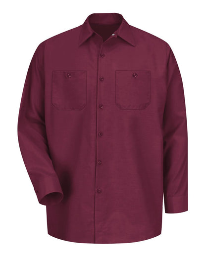 Red Kap Men's Industrial Long Sleeve Work Shirt SP14 #color_Burgundy